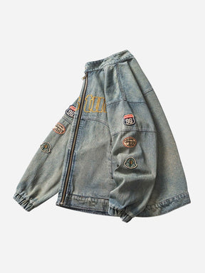 Badge Embroidered Denim Ceket