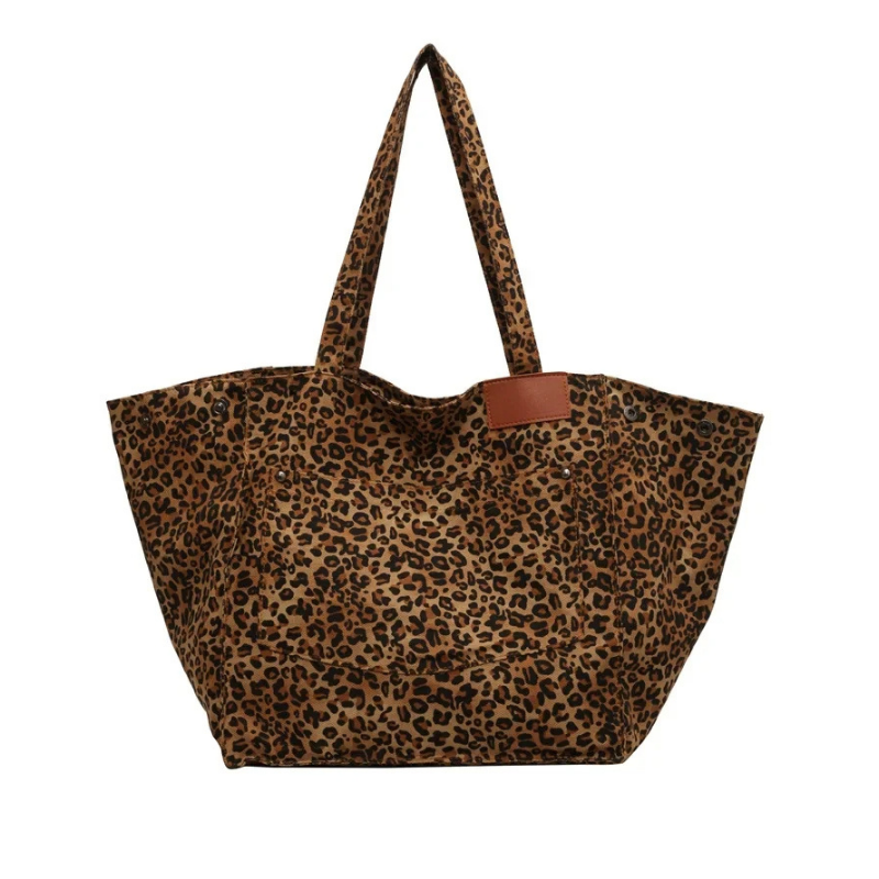 KADIN LEOPAR KUMAŞ CANVAS TOTE ÇANTA