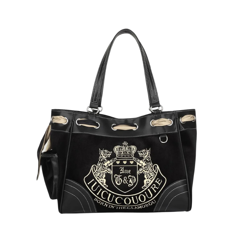 Bolso tote vintage de terciopelo bordado 