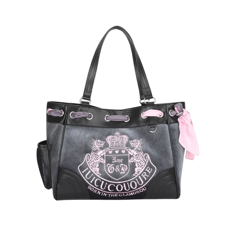 Bolso tote vintage de terciopelo bordado 