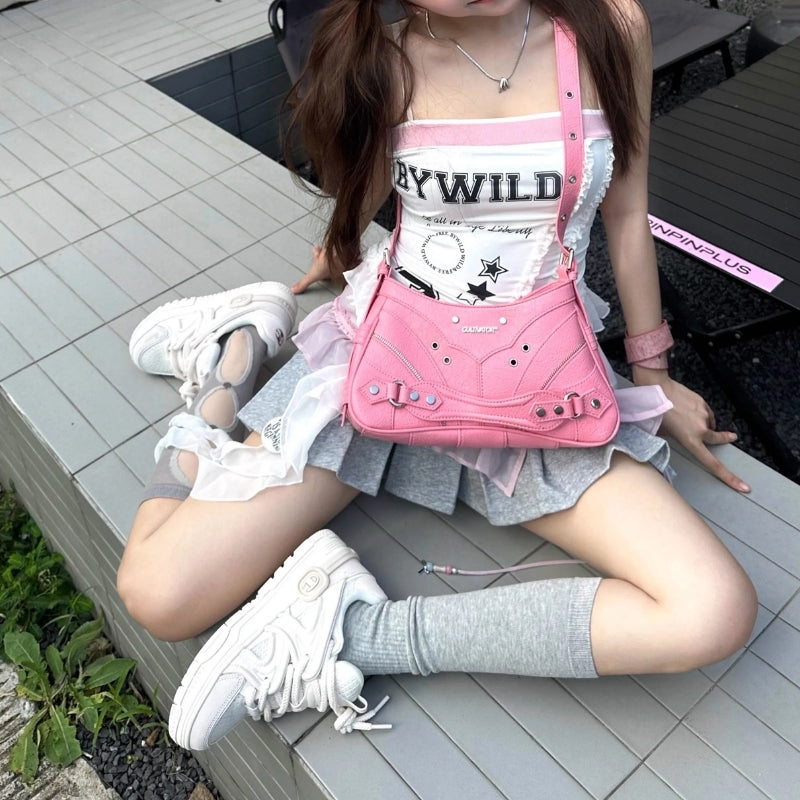 CULTIVATOR Niche Waxed PU Shoulder Bag Y2K