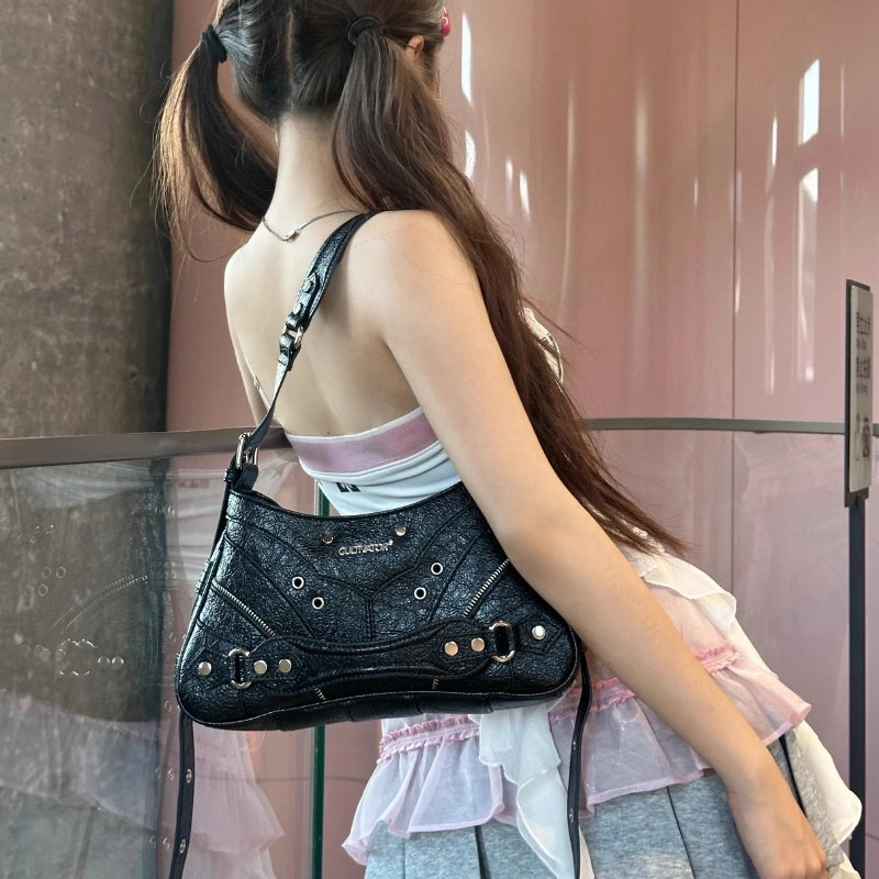 CULTIVATOR Niche Waxed PU Shoulder Bag Y2K