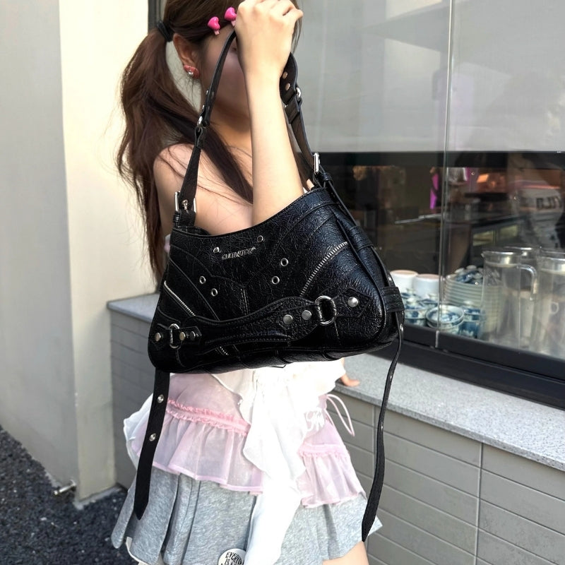 CULTIVATOR Niche Waxed PU Shoulder Bag Y2K