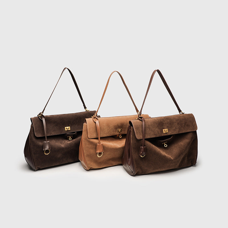 DEUTZA Sorell Suede Leather Shoulder Bag