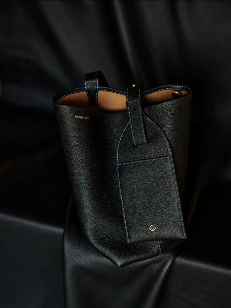 DEUTZA NOIR BUCKET – LÜKS DERİ KADIN BUCKET ÇANTA