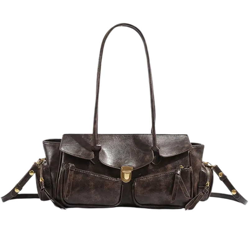 Bolso de hombro vintage para mujer con detalle de candado 