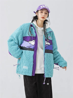 X Stiwaup Embroidered Oversize Fluffy Ceket