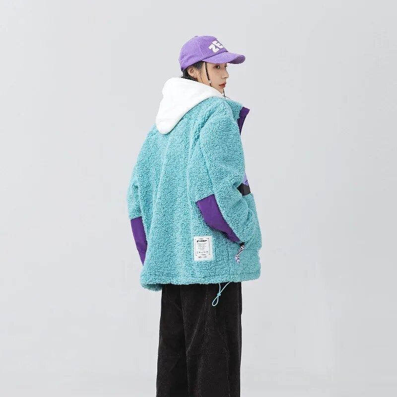 X Stiwaup Embroidered Oversize Fluffy Ceket