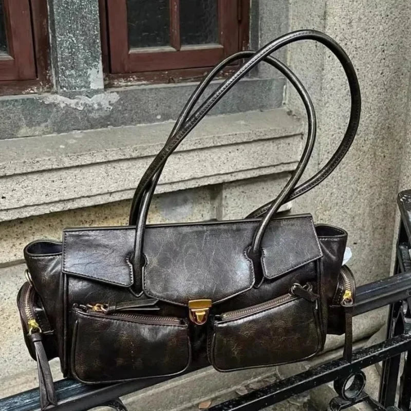 Bolso de hombro vintage para mujer con detalle de candado 