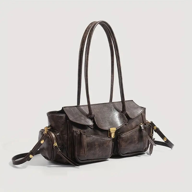 Bolso de hombro vintage para mujer con detalle de candado 